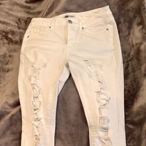 White, Distressed, WAX jean